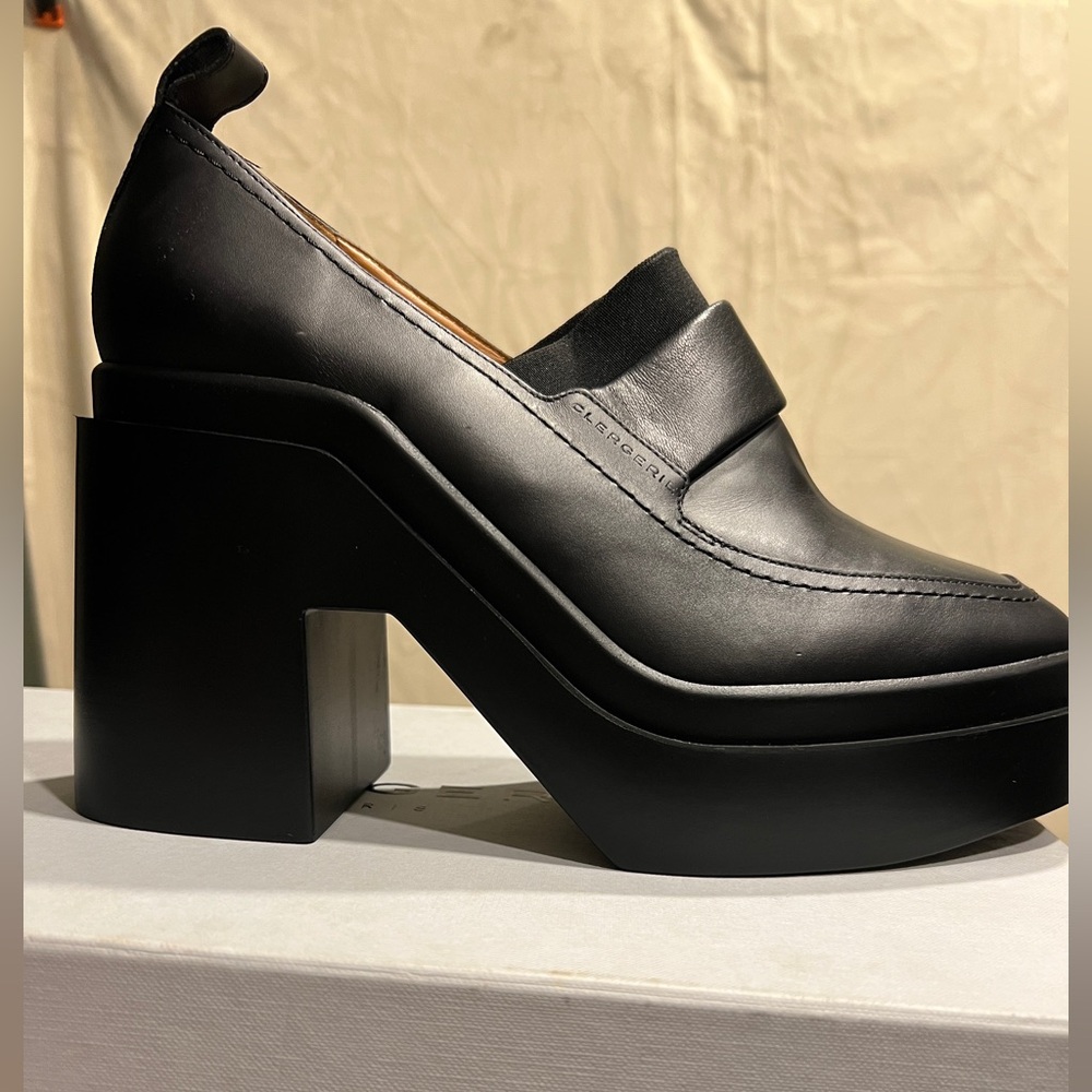 Robert Clergerie Black Platform Loafer  In Box, shoe bags incl size 9. Heel 3.5”